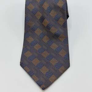 Arturo Calle Men's Silk Tie Blue Gold Geometric Pattern Made in Italy
